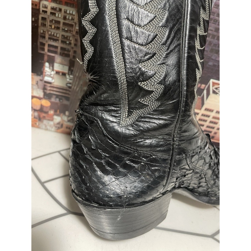 Vintage Justin Black Snake Skin Cowboy Western Boots Mens Sz 7.5 D/6046 USA Made - Picture 13 of 13